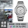 SANDA Reloj de Cuarzo para Hombre con Calendario Impermeable Luminoso, Esfera Octagonal, Correa de Acero de Moda, Venta al por Mayor