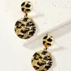 Pendientes geométricos de estampado de leopardo de moda transfronterizos retro redondos temperamento exagerado moda elegante temporada de otoño e invierno nuevos