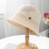 Decoración de Flores de Aleación Sombrero de Pescador de Moda para Mujer Verano Versátil Casual Tejido Sombrero de Cubeta Transpirable de Color Sólido Moderno