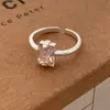 Anillo de Zirconia Cúbica de Azúcar para Mujer Anillo Simple de Alta Gama Incrustado de Diamantes Anillo para Dedo Alimenticio Moda Todo Combina Estilo Ins Anillo Abierto para Dedo