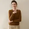 Suéter 100% Cachemir Puro para Mujer, Suéter Interior de Cuello Redondo con Patrón Retorcido Retro, Amigable con la Piel, Adelgazante, Capa Base de Punto Cálida