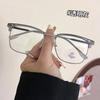 Óculos Estilosos Pretos Anti-Luz Azul com Armação Meia-Armação para Homens, Estilo Novo 2025 para Sobrancelhas, Podem Ser Equipados com Lentes de Grau para Miopia