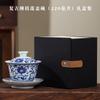 Yuerui azul y blanco bambú literato elegante sancai cubierta Tazón juego de té kung fu para el hogar Tazón de té cerámica logotipo de empresa tetera