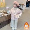 Abrigo de Terciopelo para Niñas Otoño e Invierno 2024 Nuevo Algodón para Niños Grueso Top Estilo Occidental Abrigo Acolchado de Algodón de Invierno para Bebés
