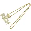 Accesorios de collar largo para hombre, estilo hip hop, corona completa de diamantes, colgante de letra, ropa de calle estilo europeo y americano