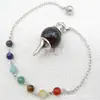 Joyería transfronteriza gema natural Cristal péndulo espiritual en forma de giroscopio cuentas de 18 mm 7 colores piedra energética colgante de péndulo