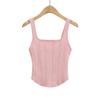Chaleco de cintura alta con dobladillo arqueado y adhesivo de comercio exterior para mujer, novedad de verano 2022, cuello cuadrado, chaleco corto adelgazante Spice Girl