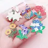 6 Estilos de Hortensia con Goteo de Aceite, Orquídea Mariposa, Girasol Accesorios de Aleación Colgante DIY Pendientes Colgantes Accesorios de Joyería