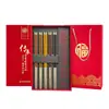 Palillos de Plata 999 Souvenir Corporativo Regalo de Negocios Hogareño Nuevos A Prueba de Moho Grabado de Logo Palillos de Caoba Caja de Regalo
