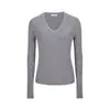 Suéter de punto grueso color gris con cuello en V para mujer, adecuado para usar en capas en otoño e invierno, con un diseño suave y único, top de punto