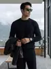 Suéter de imitación de alta calidad para hombre, 100% cachemir puro, cuello redondo, otoño e invierno, cálido, color liso, casual de negocios, jersey
