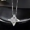Estilo coreano Simples Moda Prata 925 Incrustado de Diamante Geométrico Quatro Pontas Pingente de Estrela Dupla camada Colar Colar Feminino Acessórios Clavícula Cadeia