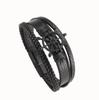 Pulseira de couro estilo náutico criativo personalidade simples fivela magnética de liga leme pulseira de couro trançado joias de linha da moda