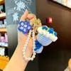 Ramo para el Día del Maestro, Llavero de Flor Sostenido a Mano, Producto Terminado de Ganchillo de Flor Artificial Rosa, Regalo Creativo, Regalo para el Día del Maestro