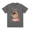 Transfronterizo 180g2025 Camiseta Gato Tor Gato Lindo Tendencia de Meme de Gato Camiseta Milenio Ropa para Hombre y Mujer Algodón Suave