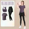 Traje Deportivo de Tenis, Ropa de Entrenamiento de Manga Corta para Mujer, Ropa de Secado Rápido para Correr al Aire Libre, Camisetas de Bádminton de Aspecto Adelgazante, Ropa de Fitness