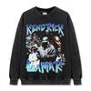 Camiseta de Manga Curta Estampada Cross-Border Retro Hip-Hop Kung Fu Kenny Kendrick High Street Pesada Gola Redonda Moletom com Capuz
