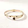 Nuevo Precio Especial Pulsera de Acero de Titanio para Mujer Forma de C Moderna con Diamantes Resistente al Color Alta Calidad Joyería para Mejor Amiga