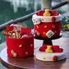 Caja de Regalo Cubo de la Fortuna de Año Nuevo Snack Juguete Cesta de Almacenamiento de Regalo con Tapa Caja de Almacenamiento de Souvenir Personalizada