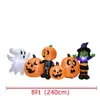 Decoração de Halloween Insuflável de 2,4 Metros: Fantasma, Abóbora, Esqueleto, Desenho Animado de Bruxa com Luz LED para Jardim Externo