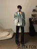 Calça masculina versátil de estilo de rua retrô japonês para o outono, simples e estilosa, afina a silhueta e alonga as pernas, calça levemente flare da moda