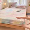 Manta de Cama de Leche de Invierno de Felpa Pieza Única Juego de Sábanas Infantiles con Más Terciopelo Manta de Cama Dormitorio Protector de Colchón Totalmente Envuelto de Felpa de Coral