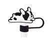 Linda serie de mascotas cachorro de dibujos animados pajita clip decorativo hebilla fiesta funda para pajita tapón antipolvo punto transfronterizo tapa para pajita