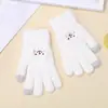 Luvas de Inverno Femininas para Proteção contra o Frio, Luvas de Ciclismo de Cinco Dedos, Luvas de Algodão com Forro de Fleece, Luvas de Tricô Grossas para Exterior com Tela de Toque