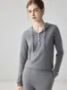 ¡Estilo sencillo y relajado! Suéter de cachemira holgado para mujer con cuello de media apertura con capucha, camisa básica casual adelgazante de múltiples botones