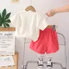 Conjunto de Roupas de Verão para Meninas 2025 Novo Verão Roupas de Verão para Meninas Bebê Menina Bonito Estampado Maçã Manga Curta Atacado