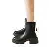 Botines gruesos estilo Martin para mujer, nuevos botines sencillos de primavera y otoño con cremallera trasera, punta redonda, tacón grueso, botines cortos ajustados