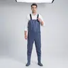 Macacão impermeável, conjunto de chuva de meio corpo, calça de chuva com botas de chuva, calça de pesca de couro, conjunto de pesca masculino de corpo inteiro, design espessado para pesca em reservatório
