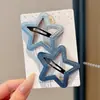 Pinza para el pelo de estrella azul denim para niños, Pinza BB grande para niñas, Accesorio para el pelo de horquilla de cuero