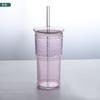 Vaso de Vidrio con Pajita de Gran Capacidad Estilo Ins con Tapa, Vaso para Beber Jugo de Bebida Fría de Verano de Aspecto Superior, Vaso Popular de Una Capa