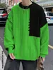 Andrei Malha Preguiçosa Outono Inverno Masculina Manga Longa Estilo Coreano Malha Color Block Simples Solta Quente