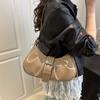 Bolsa Plissada Retrô de Nicho Transfronteiriça Nova para Mulheres Estilo Menina de Moto Fivela de Cinto Bolsa de Ombro Axila Bolsa Transversal