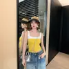 Diseño de Bloques de Color Falso de Dos Piezas, Versátil para el Trabajo y el Uso Casual, Imprescindible para Personas Perezosas, Camisola Ajustada de Cuello Cuadrado con Copas Fijas, Venta al por Mayor