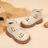 Botas Martin para Niñas Botines Cortos Elegantes Infantiles Estilo Británico 2025 Invierno Nuevos Botas de Moda de Felpa Tendencia