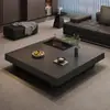 Mesa de centro de lujo minimalista estilo italiano con encimera de roca y cajones, forma cuadrada, adecuada para sala de estar, hogar u oficina, elegante diseño de pie
