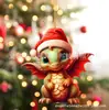 Colgante decorativo de elfo dinosaurio para árbol de Navidad nuevo transfronterizo, plano acrílico, decoración navideña para el hogar, regalo