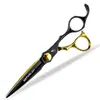 Tijeras de Peluquería Napson de 6.0 pulgadas, Color Negro y Dorado, con Diseño de Serpiente, Tijeras para Cortar el Cabello, Tijeras Planas, Tijeras para Flequillo, Tijeras Entresacar