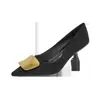 Zapatos negros mate esmerilados multicolores de punta con tacón medio para mujer, estilo simple para ir al trabajo y uso diario, zapatos de mujer con suela blanda