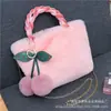 Bolsa de Pelúcia Bolsa de Pelúcia Bolsa de Cereja Bolsa de Mão para Menina Fofa Feminina 2023 Estilo Coreano Outono e Inverno Bolsa Transversal