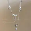 Collar de Saturno Multicapa con Perlas para Mujer, Diseño de Nicho, Lujo Accesible, Cadena de Clavícula de Gama Alta, Cadena Versátil para Suéter Dulce y Fresca