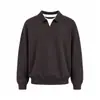 Suéter de punto versátil para hombre Rumeng estilo retro japonés, estilo universitario, de dos piezas falsas, con cuello de solapa, casual de otoño, para pareja