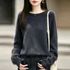 Suéter de punto redondo sin costuras cepillado, suave, agradable para la piel, cálido, diseño sin costuras, top de estilo temperamento diario para otoño e invierno