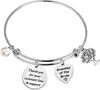 Venta Caliente de Amazon Grabado Motivacional Acero Inoxidable Redondo Colgante de Marca Árbol de la Vida Accesorios en Forma de Corazón Pulsera Ajustable Pulsera