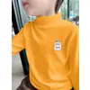 Y2556# Camiseta Básica Masculina de Veludo Gola Semialta Roupas de Outono Inverno com Forro de Lã Roupas Quentes Manga Longa Top Grande para Crianças