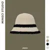 Sombrero de Pescador Otoño e Invierno Nuevo para Mujer Tejido Facial Pequeño Moda Versátil Color Sólido Sombrero Cubeta Felpa de Cordero Cálido Frío Agua