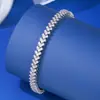Pulseira Transfronteiriça de Moissanita Aquamarina para Meninas Cor Prata Corrente Tennis Tesouro Joia de Mão Simples Elegante Atacado